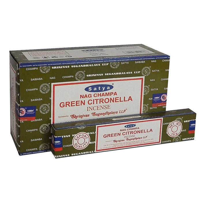 12 Packs of Green Citronella Incense Sticks by Satya