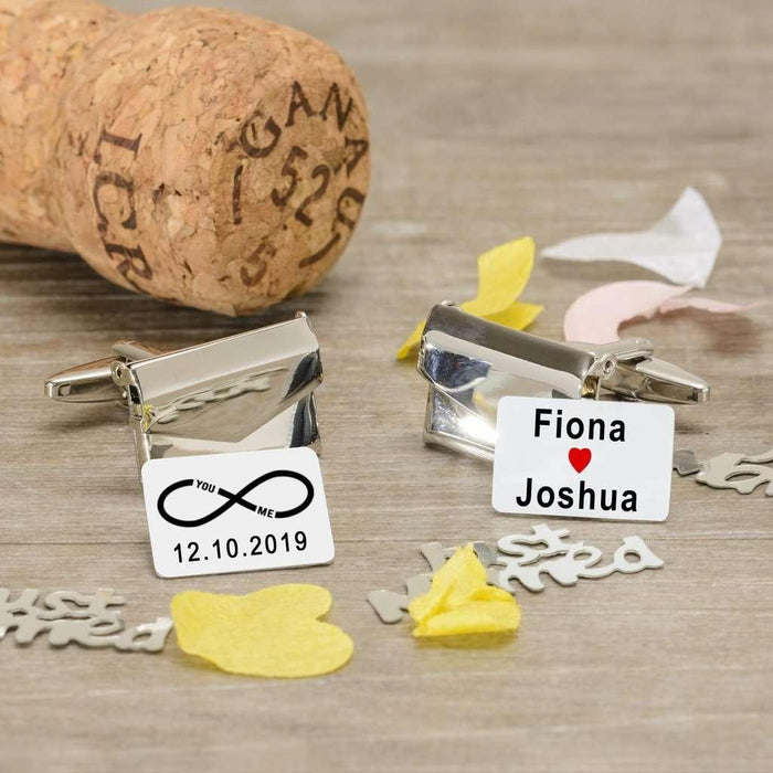 Personalised You And Me Infinity Envelope Cufflinks - Myhappymoments.co.uk
