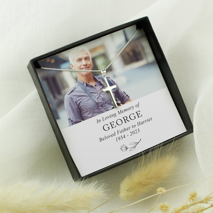 Personalised In Loving Memory Memorial Photo Upload Necklace and Box