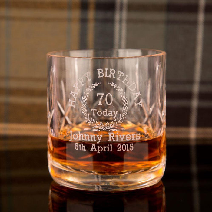 Personalised 70th Birthday Whisky Glass