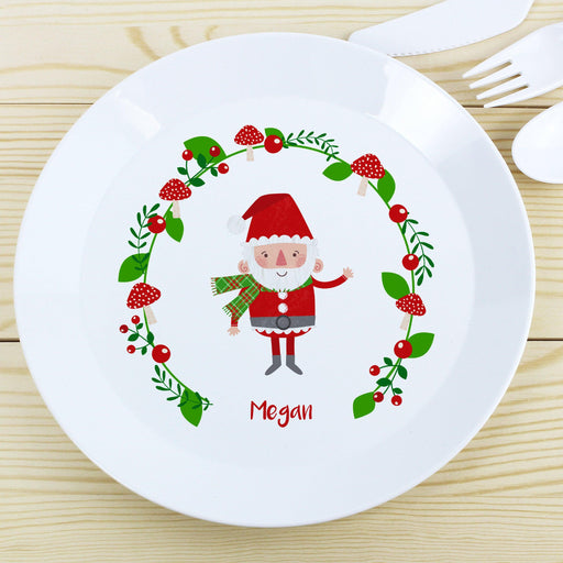 Personalised Christmas Toadstool Santa Plastic Plate