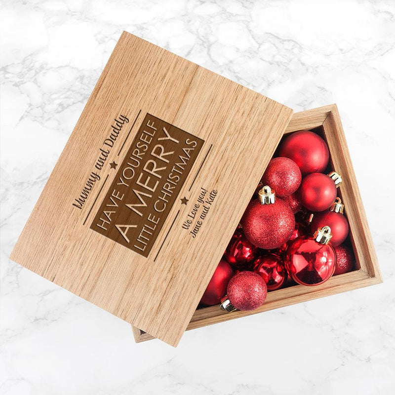 Personalised Merry Christmas Midi Oak Photo Frame Keepsake Box