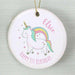 Personalised Baby Unicorn Round Hanging Decoration - Myhappymoments.co.uk