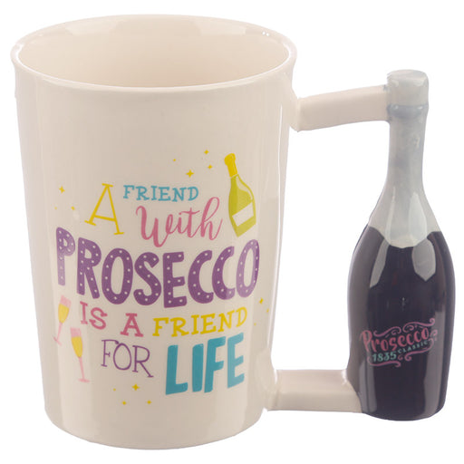 Pop the Prosecco Shaped Handle Ceramic Mug - Myhappymoments.co.uk