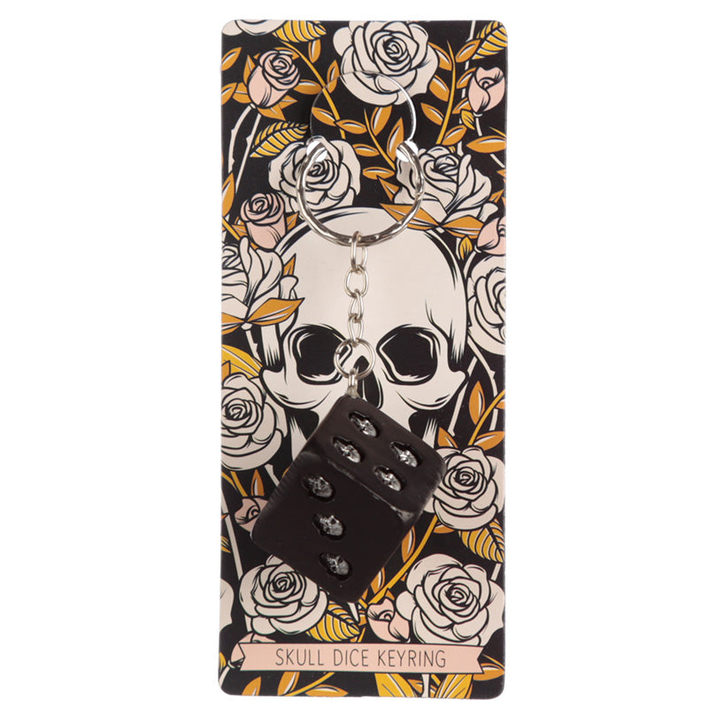 Skulls & Roses Dice Keyring - Myhappymoments.co.uk