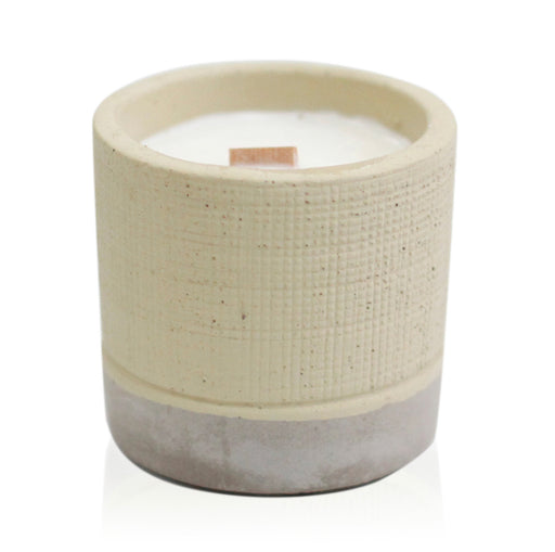 Concrete Wooden Wick Medium Candle Pot - Grey - Coffee in the Club