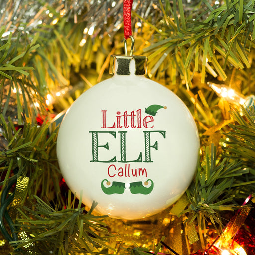Personalised Little Elf Bauble - Myhappymoments.co.uk
