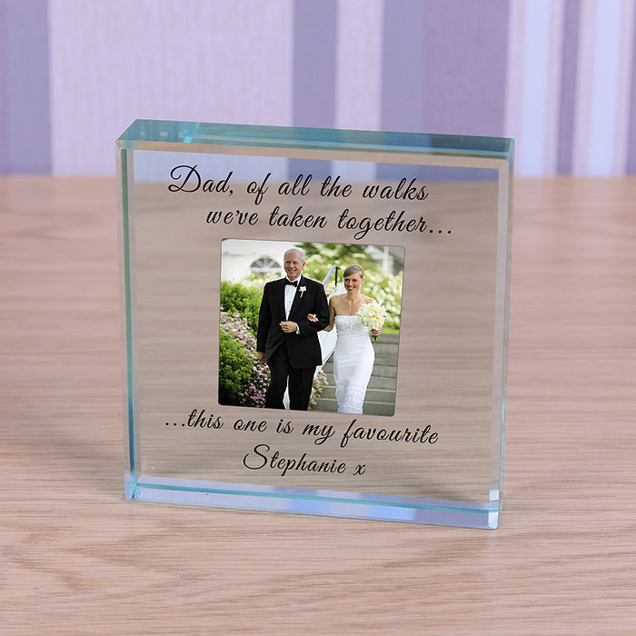 Personalised Dad Of All The Walks Photo Glass Block