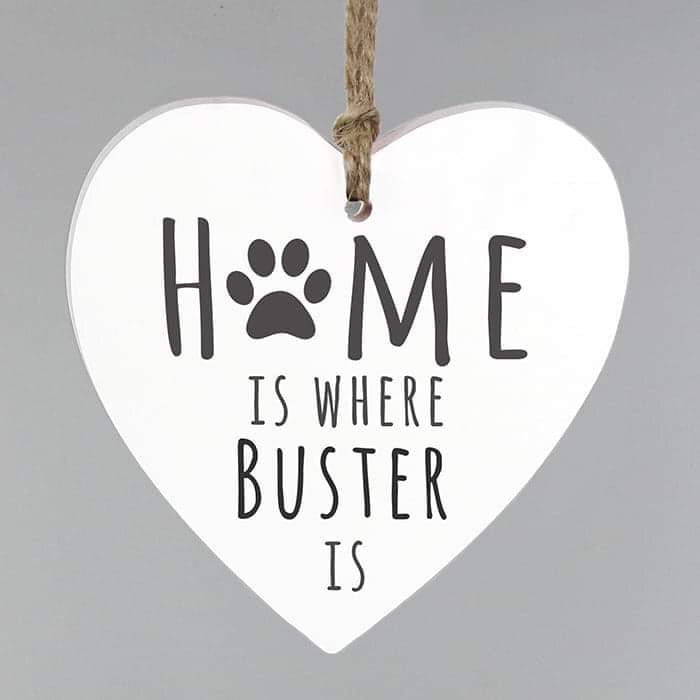Personalised Home is Where Pet Wooden Heart Decoration - Myhappymoments.co.uk