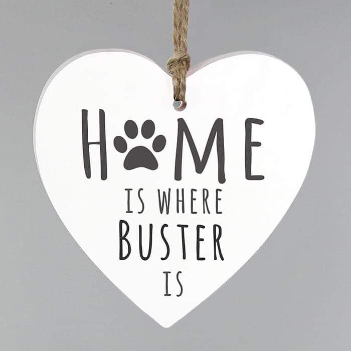 Personalised Home is Where Pet Wooden Heart Decoration - Myhappymoments.co.uk