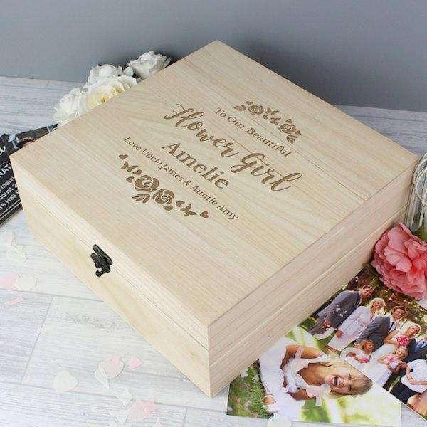 Personalised Floral Any Role Large Wooden Keepsake Box - Myhappymoments.co.uk