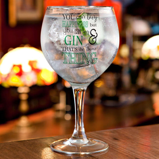 Personalised Can't Buy Happiness...Gin Balloon Glass - Myhappymoments.co.uk