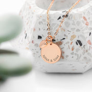 Personalised Polished Heart and Disc Family Necklace
