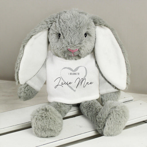 Personalised 'I Belong To' Bunny Rabbit In T-Shirt Soft Toy
