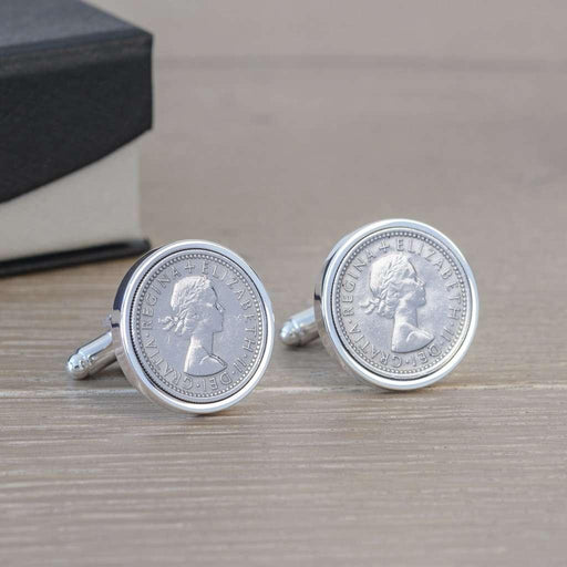 Personalised Silverplated Sixpence Cufflinks - Myhappymoments.co.uk