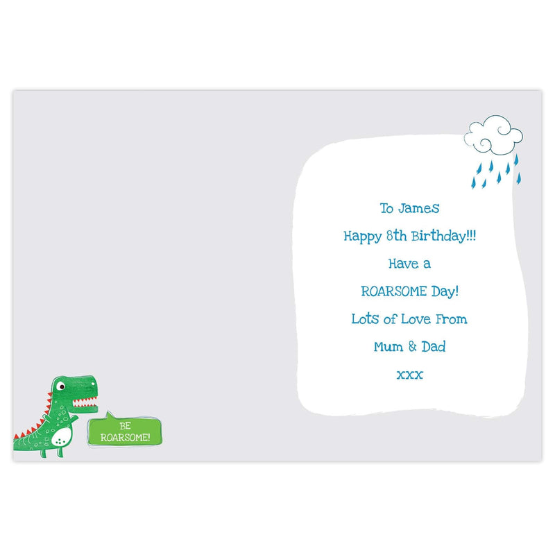 Personalised Be Roarsome Dinosaur Birthday Age Card - Myhappymoments.co.uk