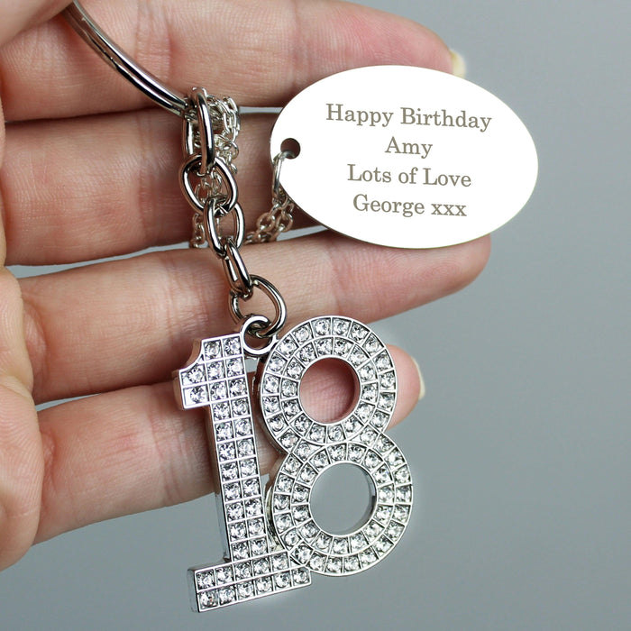 Personalised Diamante 18th Birthday Keyring