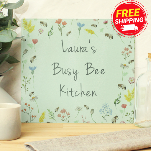 Personalised Bee Glass Chopping Board