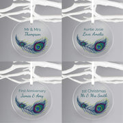 Personalised Peacock Round Acrylic Decoration
