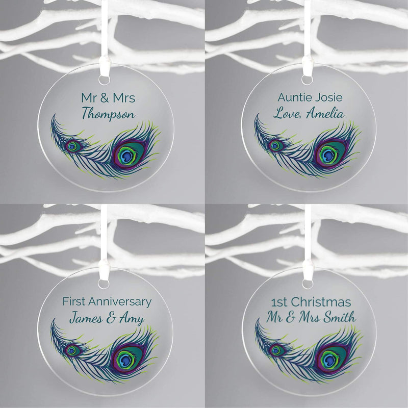 Personalised Peacock Round Acrylic Decoration