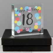 Personalised Birthday Age Confetti Glass Block