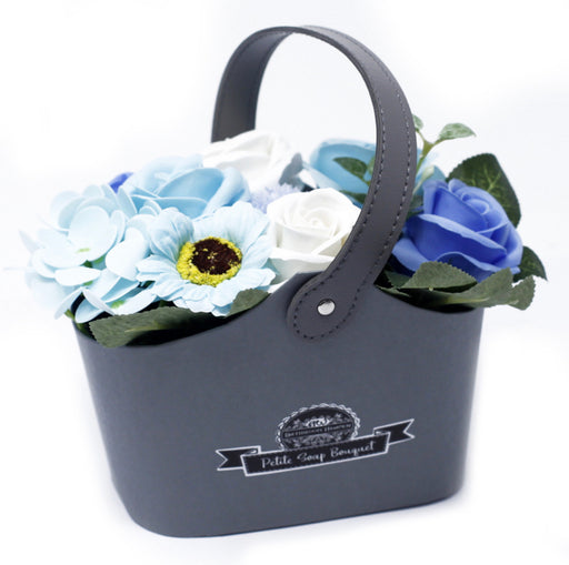 Soap Flower Bouquet Petite Basket - Soothing Blues
