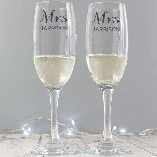 Personalised Classic Pair of Flute Glasses with Gift Box - Myhappymoments.co.uk