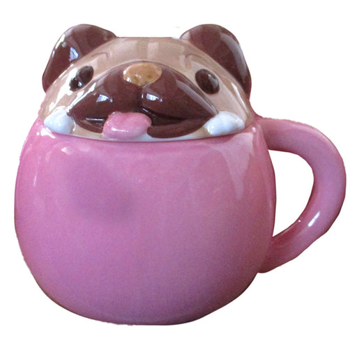 Mopps Pug Peeping Lid Ceramic Lidded Mug