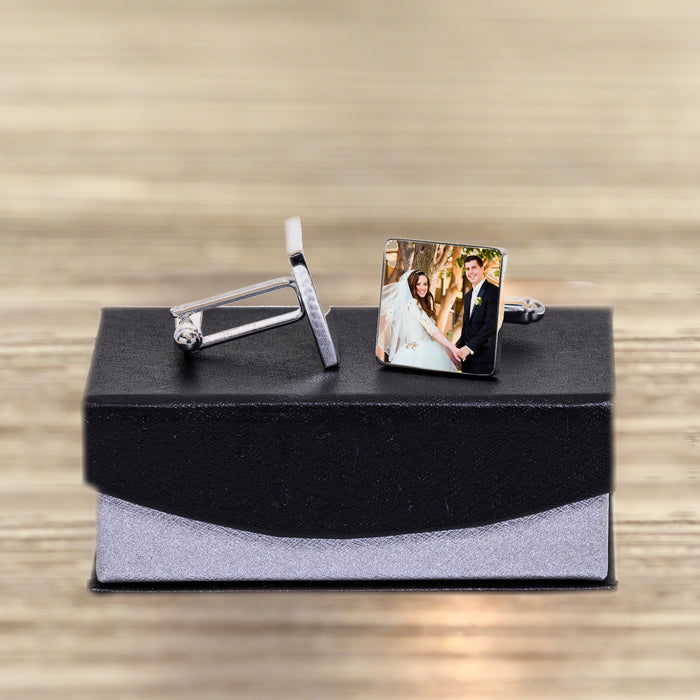 Personalised Mr & Mrs Infinity Wedding Photo Cufflinks - Myhappymoments.co.uk