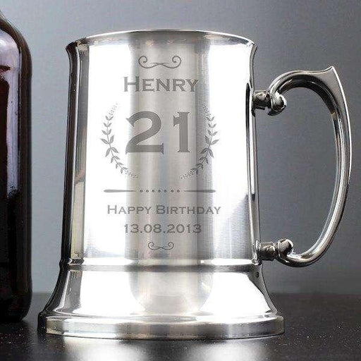 Personalised Birthday Age Stainless Steel Tankard - Myhappymoments.co.uk