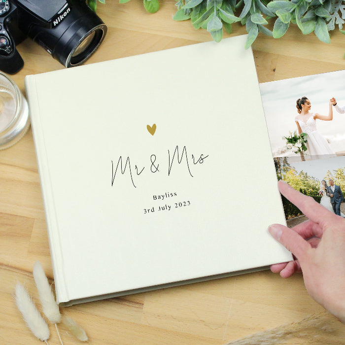 Personalised Gold Heart Square Wedding Photo Album