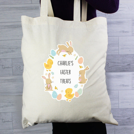 Personalised Easter Bunny & Chick Cotton Bag