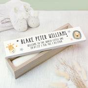 Personalised Safari Animals Birth Wooden Certificate Holder