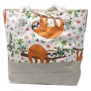 Sloths Design Beach Rope Handle Tote Bag