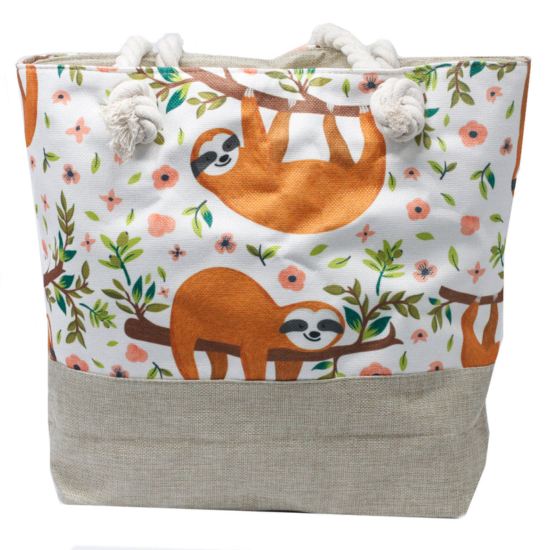 Sloths Design Beach Rope Handle Tote Bag
