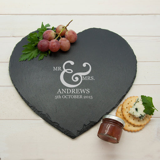 Personalised Classic Couples' Heart Slate Cheese Board