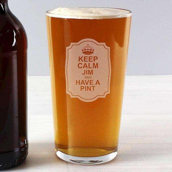 Personalised Keep Calm Pint Glass - Myhappymoments.co.uk