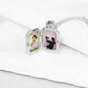 Personalised Rectangular Photo Locket Necklace - Silver Plated