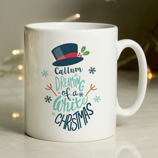 Personalised Dreaming Of A White Christmas Mug