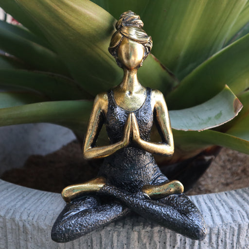 Yoga Lady Figure - Bronze & Black 24cm