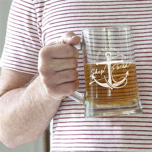 Personalised Ship Faced Glass Tankard - Myhappymoments.co.uk