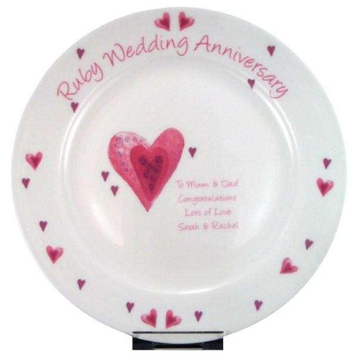 Personalised Ruby Wedding Anniversary Plate - Myhappymoments.co.uk