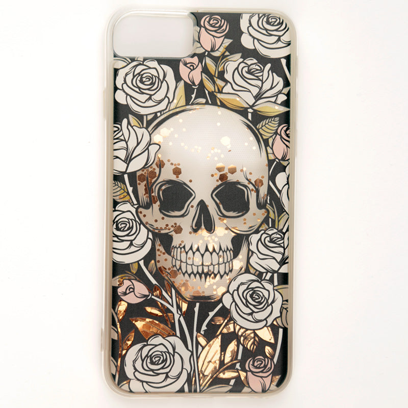 Skulls & Roses Glitter Phone Case Fits iPhone 6/7/8 - Myhappymoments.co.uk
