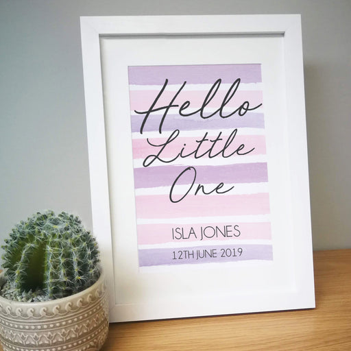 Personalised Hello Little One A4 Framed Print - Two Colours Available