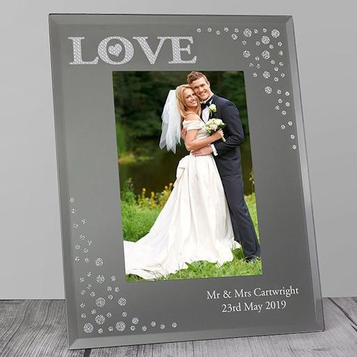 Personalised LOVE Diamante Glass Photo Frame 4x6 - Myhappymoments.co.uk