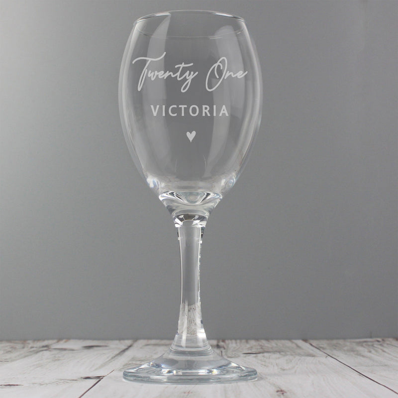 Engraved 21st Birthday Wine Glass