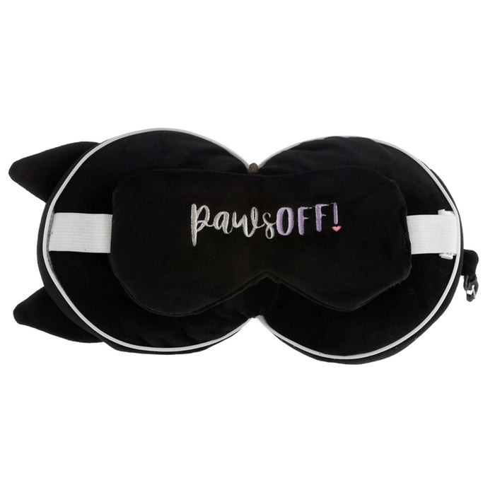 Relaxeazzz Feline Fine Cat Round Plush Travel Pillow & Eye Mask