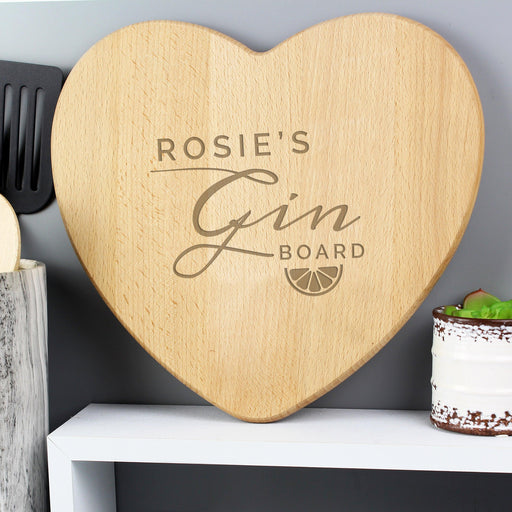 Personalised Gin Heart Chopping Board - Free UK Delivery