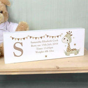 Personalised Hessian Giraffe Wooden Block Sign - Myhappymoments.co.uk