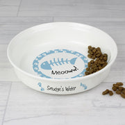 Personalised Blue Fish Design Cat Bowl - Myhappymoments.co.uk